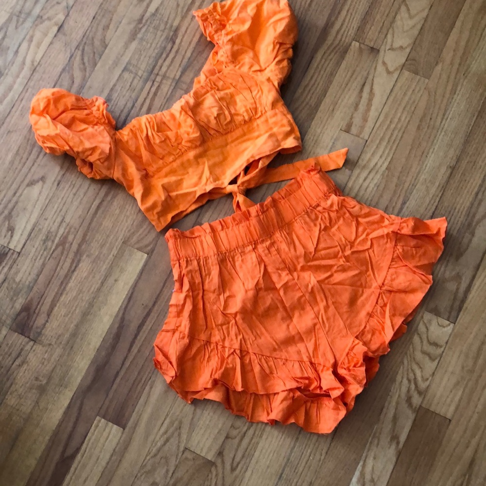 SHEIN SHORT SET /SIZE LARGE / BRIGHT ORANGE